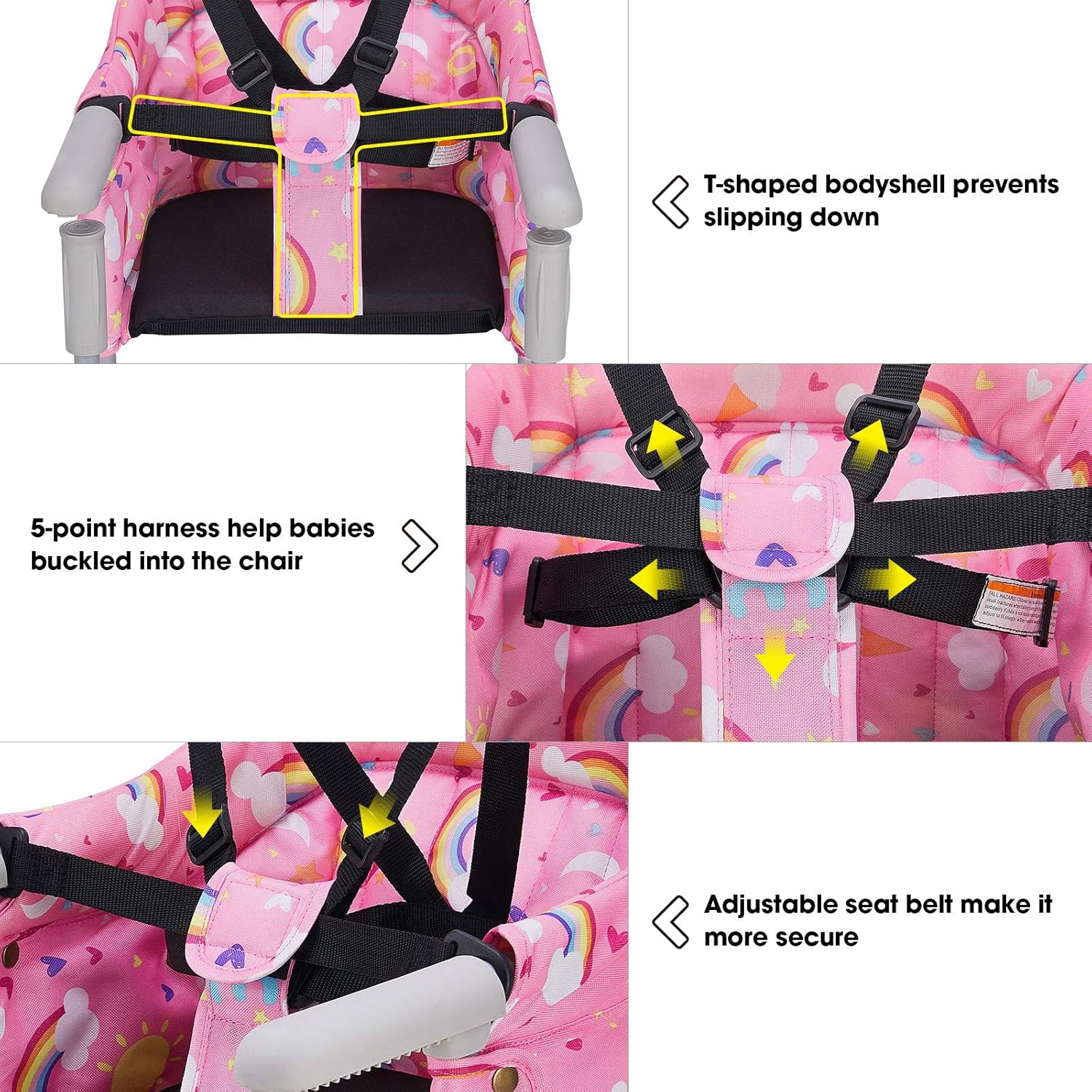 Hook On Chair, VEEYOO Clip On High Chair Folding Fast Table Chair with Storage Bag, Portable Baby Feeding Seat Attach to Table for Home and Travel