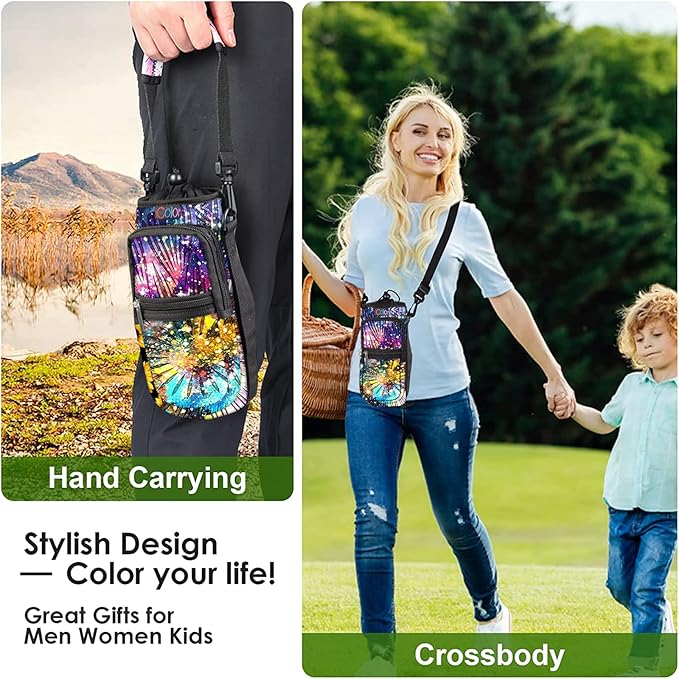 icolor Water Bottle Carrier Bag with Strap 25/32/40 oz Crossbody Bottle Holder with Phone Pocket Sling Sleeve Insulated Neoprene Water Bottle Pouch for Walking Travelling-BubblyBeeBaby