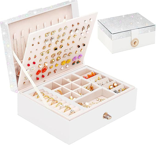 Jewelry Box for Earrings for Girls Jewelry Organizer Box Earring Holder Organizer for Girls Earring Box Girls Jewelry Box Stud Earring Organizer for Girls Earring Jewelry Boxes for Women Bling-BubblyBeeBaby