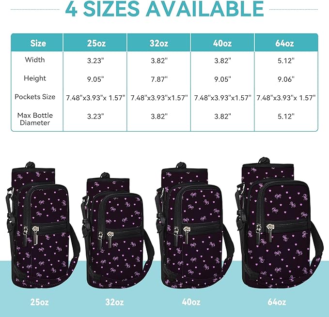 icolor Water Bottle Carrier Bag with Strap 25/32/40 oz Crossbody Bottle Holder with Phone Pocket Sling Sleeve Insulated Neoprene Water Bottle Pouch for Walking Travelling-BubblyBeeBaby