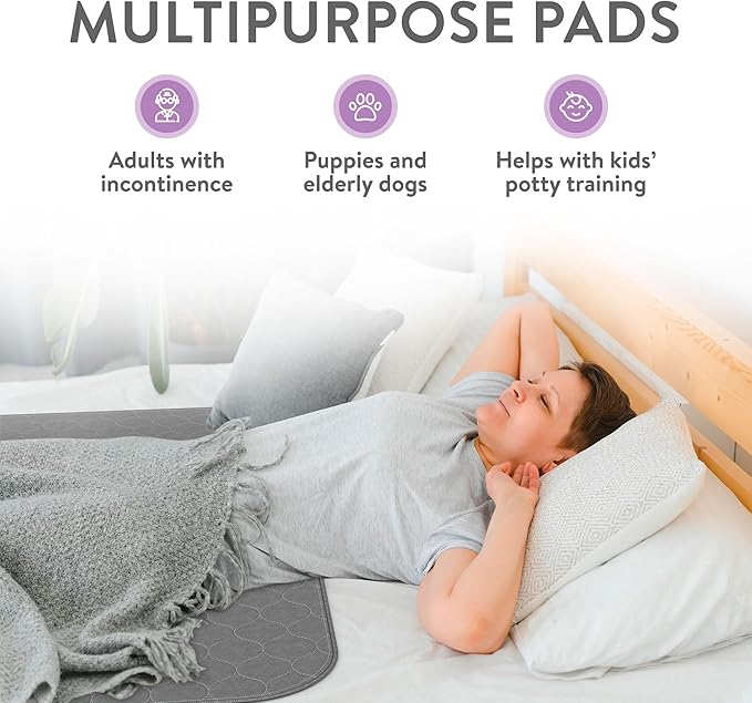 Inspire Underpads | Stain Hiding Gray Reusable Incontinence Bed Pads | Waterproof Mattress Pad | for Adults Babies and Dogs (34 X 52 - 1 Pack)-BubblyBeeBaby