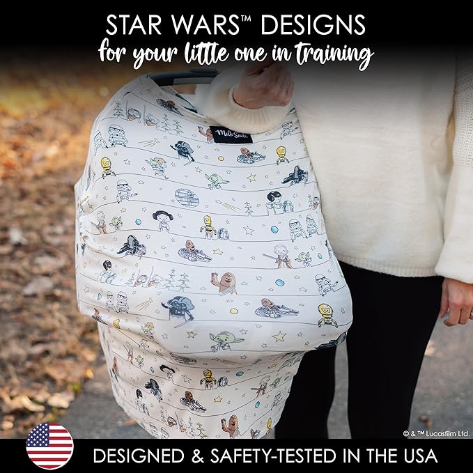 Milk Snob Original Star Wars 5-in-1 Cover, Precious Padawans, Privacy for Breastfeeding, Baby Car Seat, Carrier, Stroller, High Chair, Shopping Cart, Lounger Canopy - Newborn Essentials, Nursing Top-BubblyBeeBaby