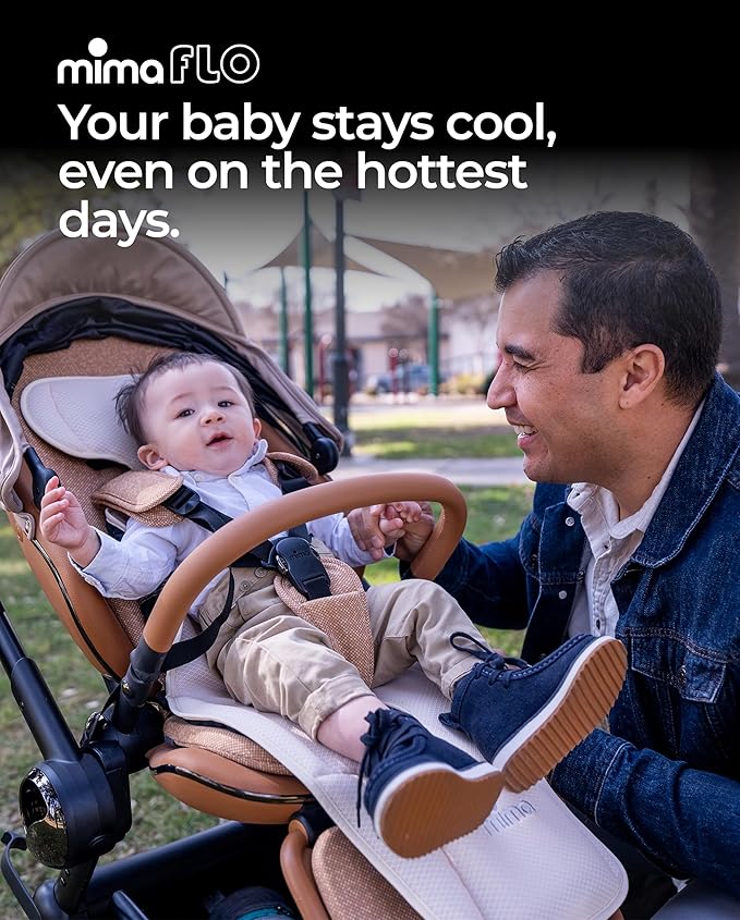 Mima Stroller Cooling Pad with USB Fan Flo Donut | Ultra-Breathable Mesh Seat Liner | External Battery Design for Baby Safety | Universal Fit for 0-4 Years | for Hot Days & Summer-BubblyBeeBaby