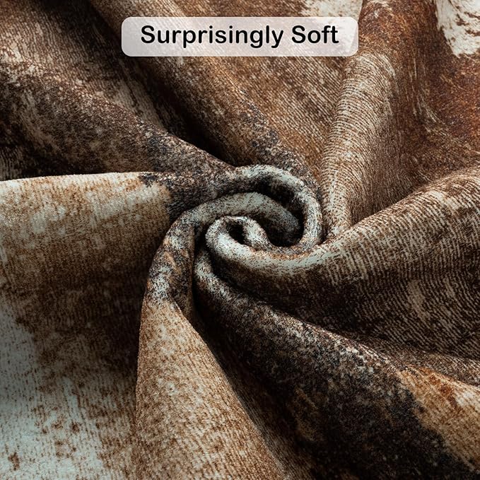 Kelarea Living Room Rug, 5x7 Rug Modern Abstract Washable Rugs Brown Foldable Faux Wool Vintage Carpets, Non Slip Rug for Bedroom, Dining Room, College Dorm, Kids Playroom, Home Office-BubblyBeeBaby