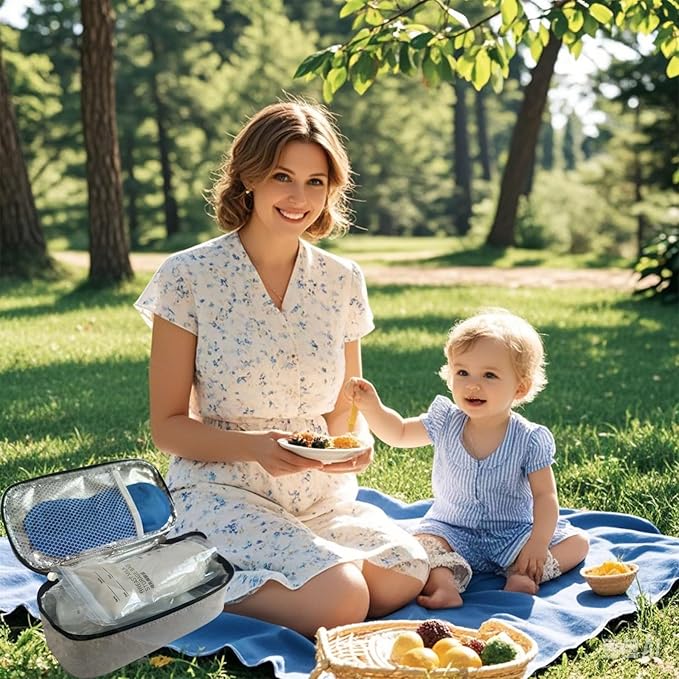 Insulated Breastmilk Cooler Bag with 2 Ice Packs - Breastmilk Cooler Organizer Bag for Daycare, Breastfeeding Mom Travel Outdoor-BubblyBeeBaby