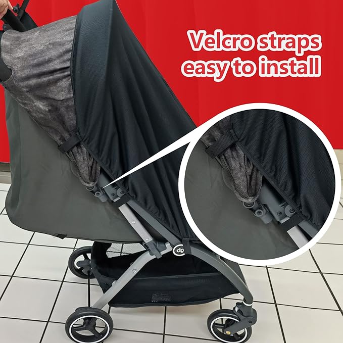 Sun Shade for Strollers, UV Sun and Sleep Shade Universal Fit for Baby Strollers, Blackout Stroller Cover, Breathable and Stops 99% of The Sun's Rays (UPF50+) Black-BubblyBeeBaby