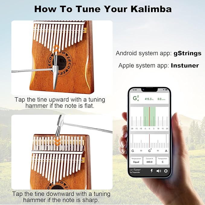Kalimba Thumb Piano 17 Keys Portable Finger Piano Marimba Music Gifts for Adults Kids-BubblyBeeBaby