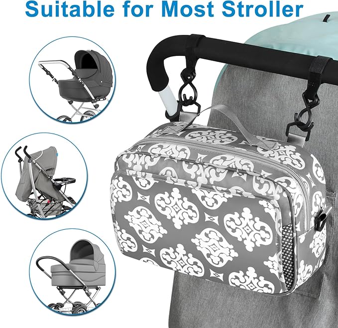 Accmor Stroller Organizer, Universal Stroller Organizer with Insulated Cup Holder Pocket, Dual Purpose Large Capacity Stroller Bag Caddy, Stroller Accessories Fits for Uppababy, Doona, Nuna Strollers-BubblyBeeBaby