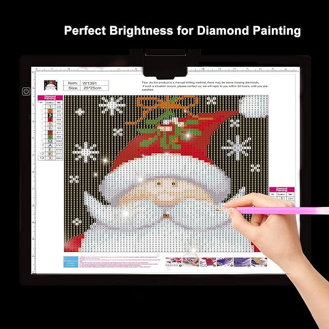 Diamond Painting Light Pad A3, LED Light Box Tracer w/Magnetic Clip & Pen Holder, 3 Level Brightness USB Power Dimmable Brightness Artcraft Tracing Light Pad for Drawing Sketching Diamond Painting-BubblyBeeBaby