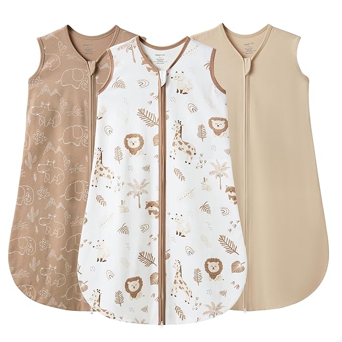 JELLYMONI Baby Sleep Sack 0-6 Months 0.5 Tog Wearable Blanket for Baby, 100% Cotton 3 Pack Infant Toddler Sleeping Sack Lightweight Soft 2-Way Zipper Sleepsack-BubblyBeeBaby