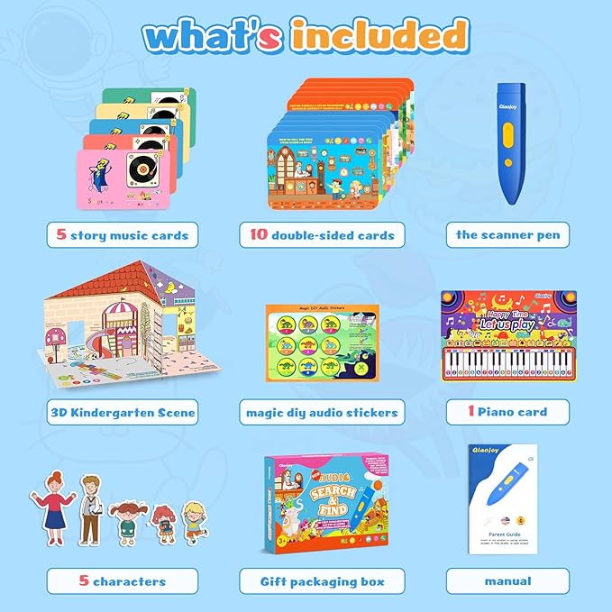 Interactive Search and Find Activity Books for Kids Ages 3-5, Toddler Travel Games Toys for Car Airplane, Road Trip Activities for Kids 4-8, Educational Preschool Learning Toys Gift with a Talking Pen-BubblyBeeBaby