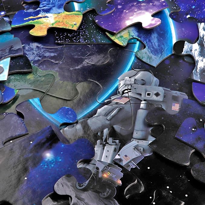 Jumbo Floor Puzzle for Kids Ages 4-8,Space Earth Jigsaw Puzzles,48 Piece Astronaut Large Puzzles for Toddler Ages 3-5,Preschool Learning Planets Earth Toys Christmas Birthday Gift for Boys Girls-BubblyBeeBaby