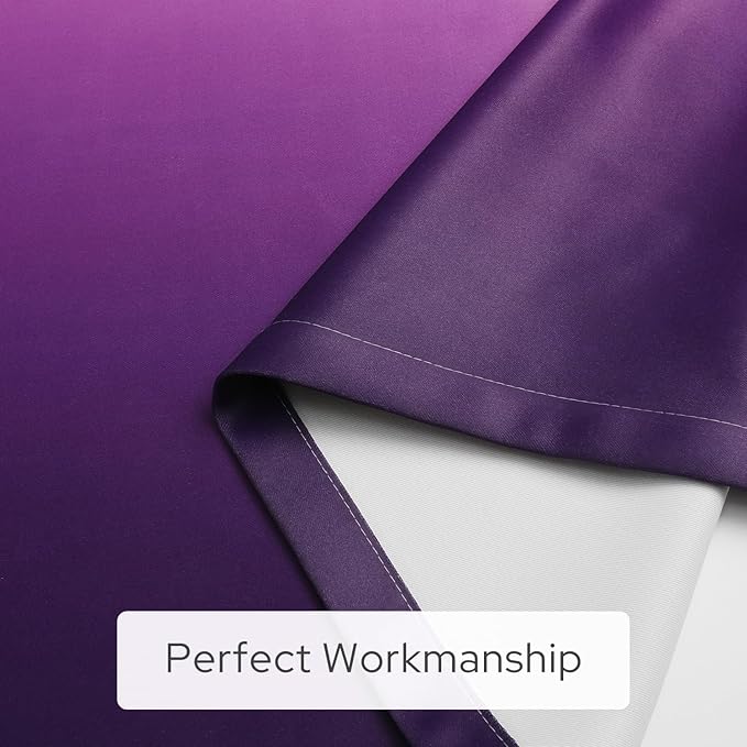 HOMEIDEAS Purple Ombre Blackout Curtains, 52 X 96 Inch Length Gradient Color Room Darkening Curtains with Grommet Thermal Insulated Window Drapes for Living Room, Bedroom, 2 Panels-BubblyBeeBaby