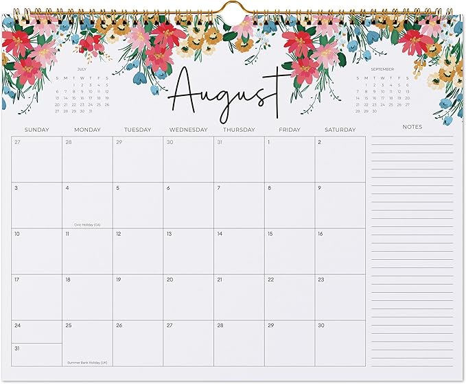 2025-2026 Calendar, Jokotha Wall Calendar 2025, Calendar Runs From Aug 2025 - Dec 2026, 15" x 12", Twin-Wire Binding, Hanging Hook, Floral Design-BubblyBeeBaby