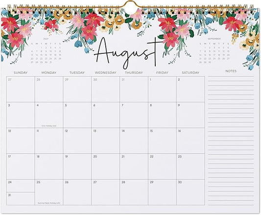 2025-2026 Calendar, Jokotha Wall Calendar 2025, Calendar Runs From Aug 2025 - Dec 2026, 15" x 12", Twin-Wire Binding, Hanging Hook, Floral Design-BubblyBeeBaby