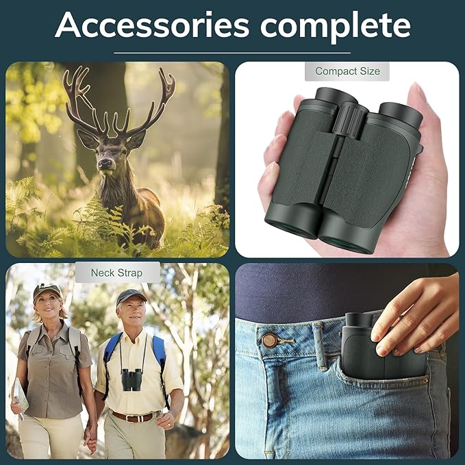 20x32 Compact Binoculars for Bird Watching - OPAITA High Powered Small Binoculars for Adults Kids with Low Light Vision for Hunting Cruise Trip Travel Concert Hiking Green-BubblyBeeBaby