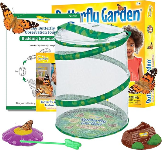 Insect Lore Raise and Release Butterfly Garden Kit – Caterpillar Habitat with redeemable Voucher – STEM-accredited Live Butterfly Growing Kit for Kids, Classrooms, and Homeschool Learning-BubblyBeeBaby