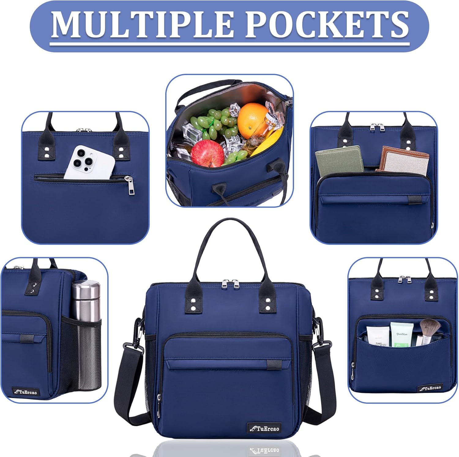 TuErCao Bule Lunch Box for Women Insulated Lunch Bag for Female Adult for Work, Lunch Cooler for Women