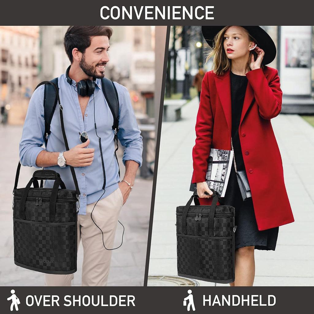 OPUX 3 Bottle Wine Carrier Tote, Insulated Leakproof Wine Cooler Bag, Wine Travel Bag Tote for Picnic BYOB Beach, Portable Wine Bottle Carrying Case, Gift for Wine Lover Women Men Christmas