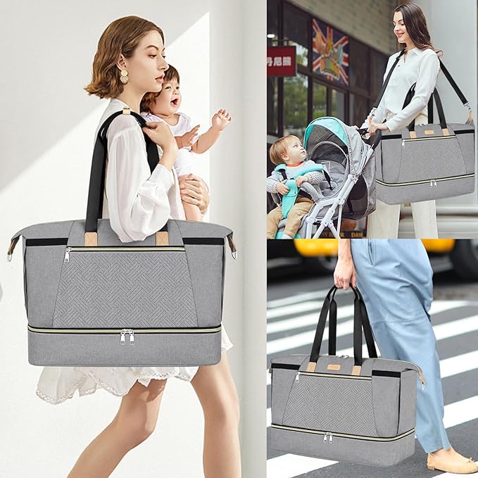 ITIEZY Diaper Bag Tote for Baby - Large Mommy Bag with Portable Changing Pad Pacifier Case, Hospital Bags Travel Baby Bag-BubblyBeeBaby