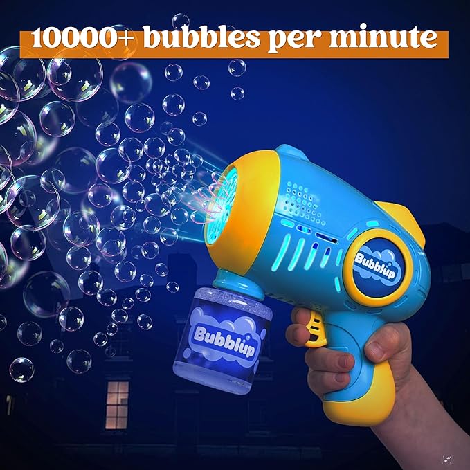 JOYIN 2 Kids Bubble Guns with 4 Bottles Solution, Automatic Bubble Machine Gun with 8 Holes for Kids, Adults, Summer Toys, Easter Basket Stuffers, Birthday Gift, Party Favors-BubblyBeeBaby