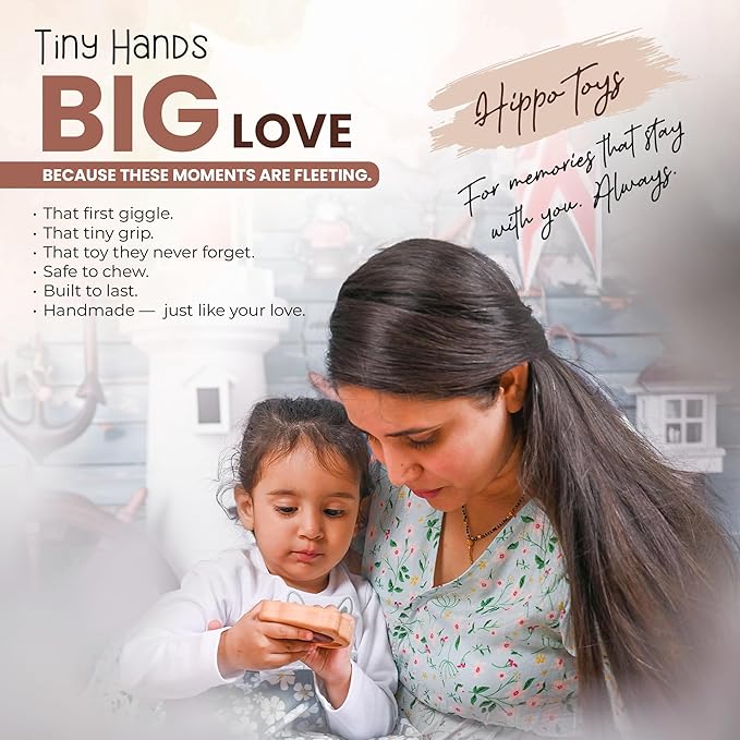 100% Wooden Baby Toy | No Paint, No Plastic | Eco-Friendly Rattle for 0–6 Months-BubblyBeeBaby