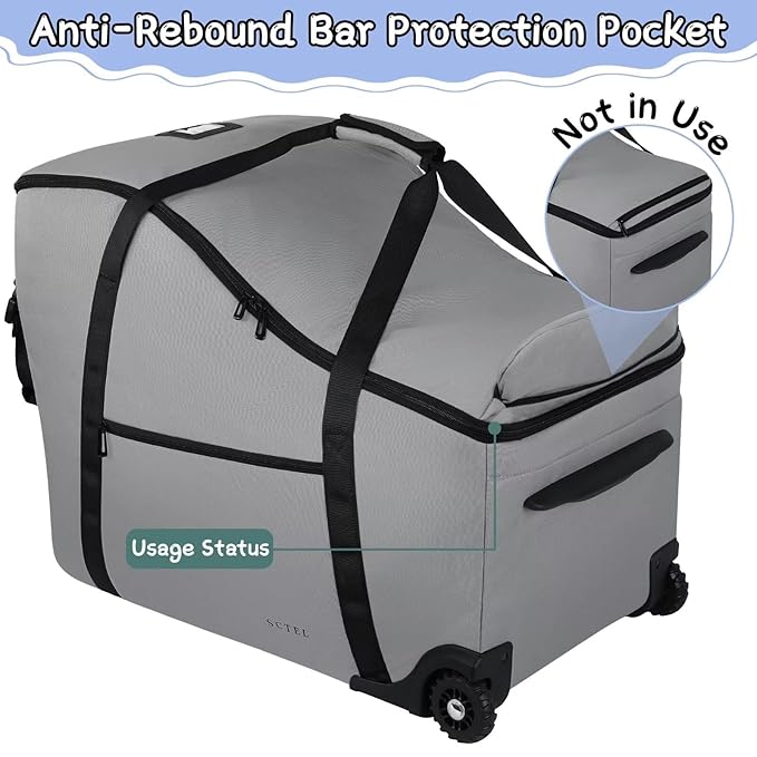 Car Seat Bags for Air Travel Fit Chicco Keyfit 35 and Anti-rebound Bar Base, Fit Doona Car Seat Stroller and Base, Nuna Pipa Travel Bag, Infant Car Seat Bag, Doona Travel Bag-BubblyBeeBaby