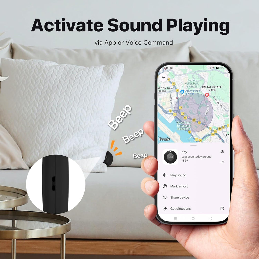 Lifetag Tracker for Android, Bluetooth Tracking Tag for Google Find My Device (Find Hub) App, Item Finder Locator for Keys, Luggage, Backpack, Purse (BLK, 4PCS)
