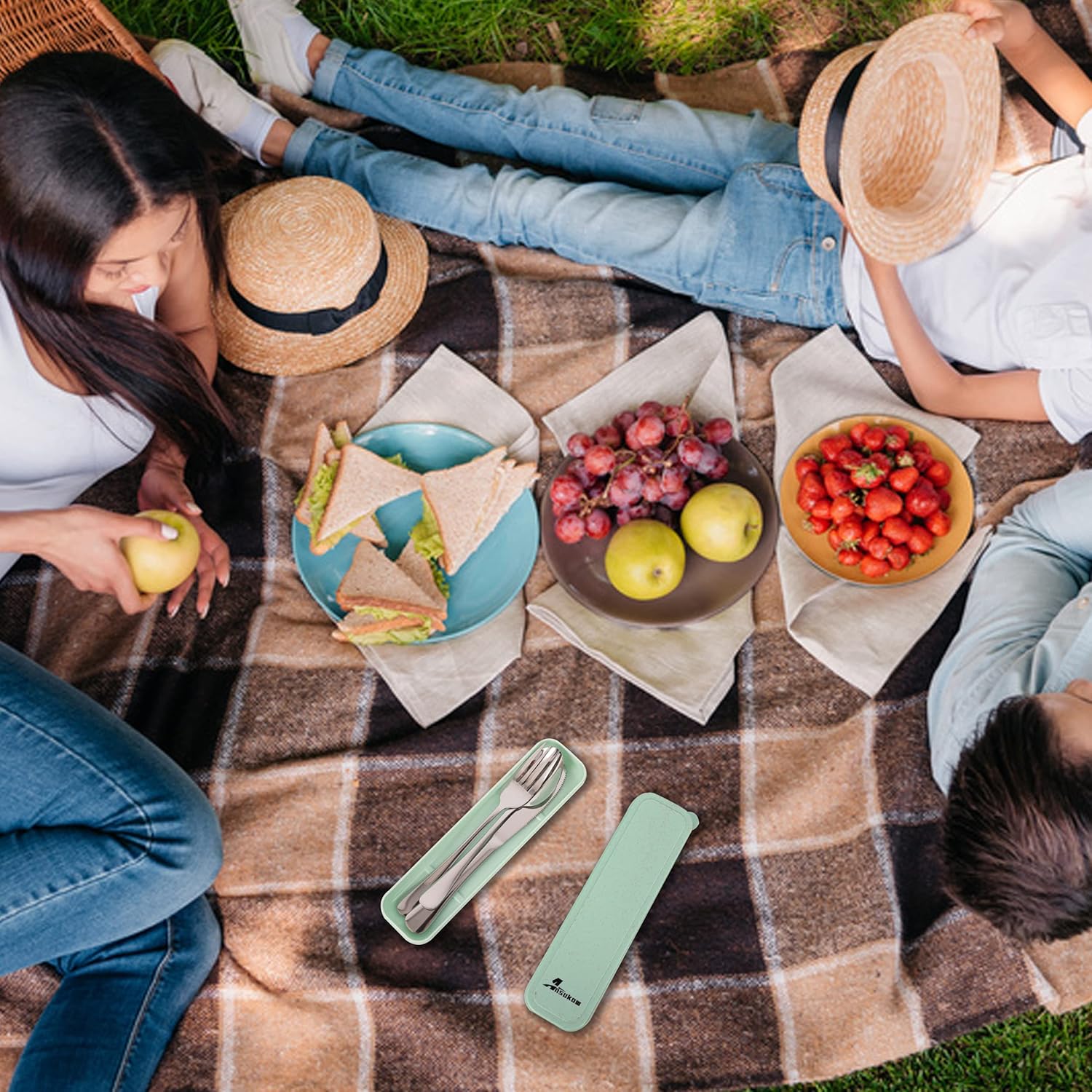 8 Picec Travel Utensils Camping utensils Travel Silverware Set with Case Fork and Spoon Set Office Stainless Steel Reusable Trip Cutlery Set Easy to journey Lightweight Lunch Box for Men