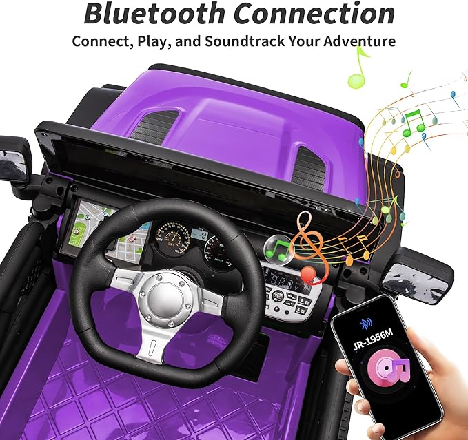 12V Kids Ride on Car Truck, Kids Electric Vehicles Car Ride on Toy for Toddlers 3-5 with Remote Control - Purple-BubblyBeeBaby