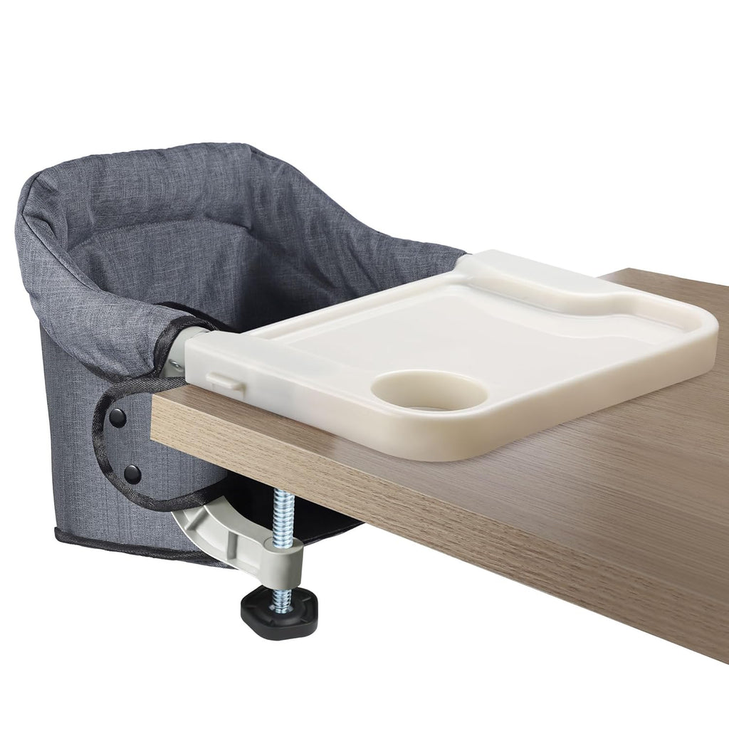 Hook on High Chair with Tray: High Chair for Babies and Toddlers 6-36 Months, Portable and Foldable High Chair for Home and Travel, Baby Feeding Chair, Setup in Seconds - Includes Carry Bag (Grey)