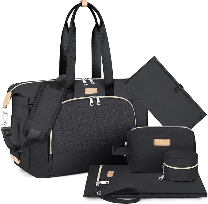 ITIEZY Diaper Bag Tote for Baby - Large Mommy Bag with Portable Changing Pad Pacifier Case, Hospital Bags Travel Baby Bag-BubblyBeeBaby