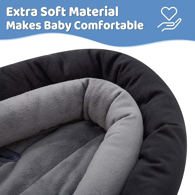 Pro Goleem Breathable 3-in-1 Infant Car Seat Head Support, Soft Infant Car Seat Insert, Carseat Cushion for Toddler, Perfect for Car Seat, Strollers, Swings, Carrier, Bouncer, Black and Grey-BubblyBeeBaby