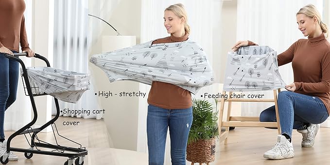 Multi-use Cover Carseat Canopy - Car Seat Covers for Babies, Breastfeeding Cover (Grey Grove)-BubblyBeeBaby