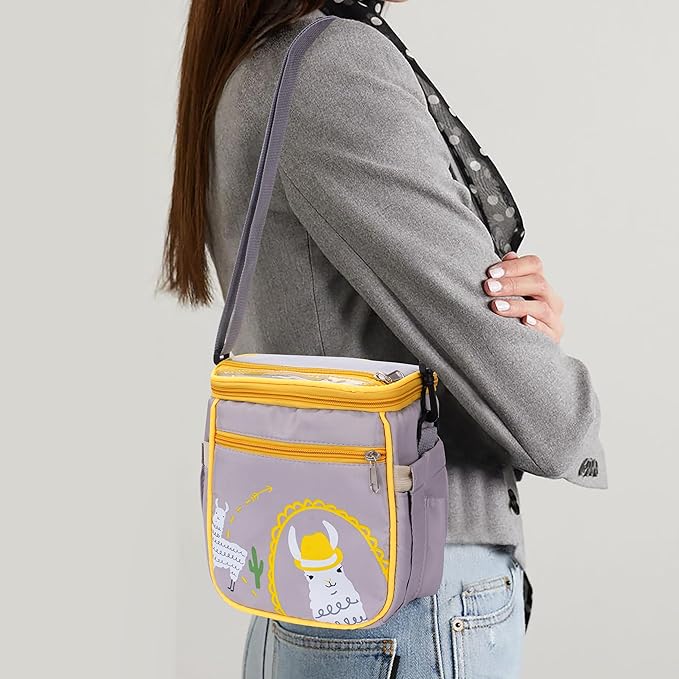 Baby Stroller Organizer Bag，Small Diaper Bag - Universal Stroller Organizer With Insulated Cup Holder,Pocket With Baby Wipes Dispenser，Adjustable Shoulder Strap(Grey)-BubblyBeeBaby