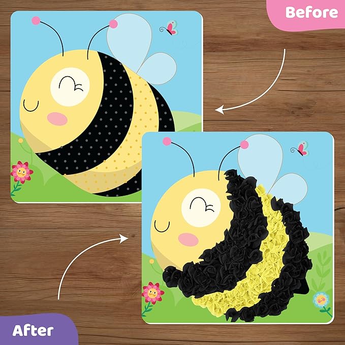 jackinthebox Poke Poke Art – Bugs Theme, Mess-Free Fabric Art and Craft, Flower Pressing Kits, Gift for Kids, Toys for Girls and Boys Ages 4 5 6 7 8-BubblyBeeBaby