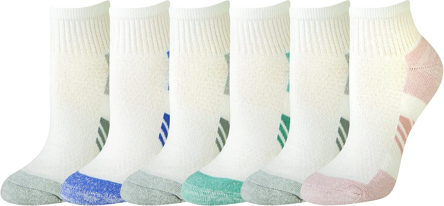 Amazon Essentials Ankle Compression Socks for Women, Breathable, Athletic, Cotton Blend, Cushioned, 6 Pairs