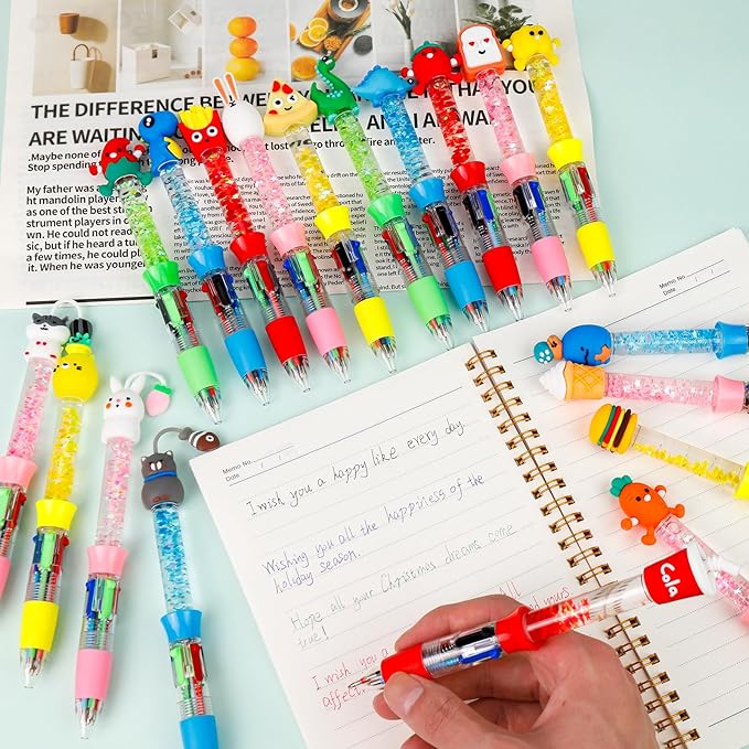 20Pcs Multicolor Pens in One 4-in-1 Cute Pens Bulk for Kids, Ballpoint Pen for Birthdays and Children's Parties, Fun Gifts Assorted Ink Kawaii Pen-BubblyBeeBaby
