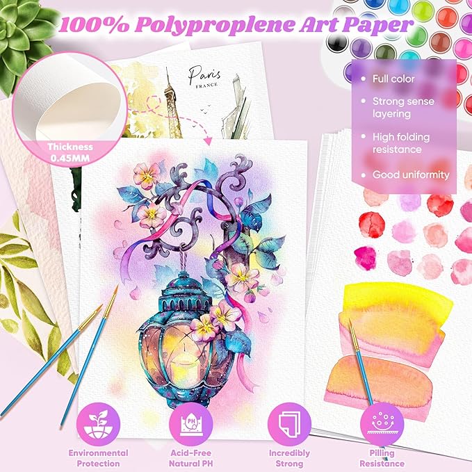 128 Sheets Watercolor Paper Bulk, Easter Basket Stuffers, 5"x7" 140lb/300gsm Cold Press White Water Color Paper for Teacher Students, Classroom Must Have, Study Essentials, College School Supplies-BubblyBeeBaby