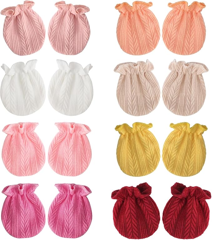 BQUBO Newborn Infant Toddler Mittens No Scratch Cotton Elastic Wrist Gloves Hypoallergenic for 0-6 Months Baby Boys Girls-BubblyBeeBaby