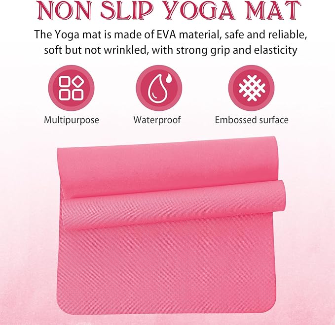 10 Pack Yoga Mats Bulk, 68'' x 24'' x 4mm Thick Yoga Mats for Kids and Adult Gym Mats Bundle Latex Free Exercise Mats with Non Slip Texture for Outdoor Yoga, Pilates or Workout-BubblyBeeBaby