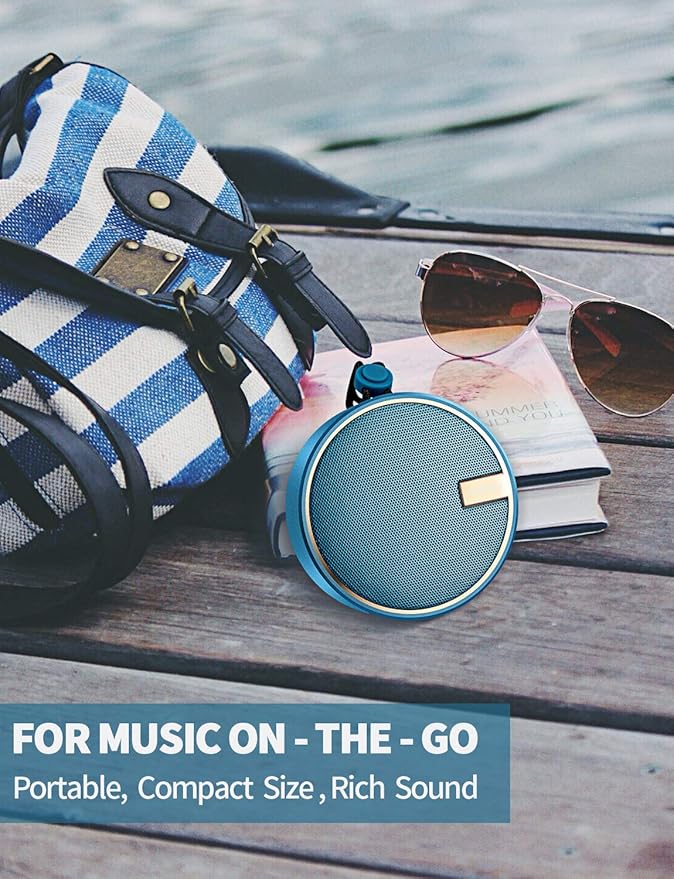 INSMY C12 IPX7 Waterproof Shower Bluetooth Speaker, Portable Small Speaker, Speakers Bluetooth Wireless Loud Clear Sound Support TF CSuard ction Cup for Outdoor Kayak Canoe Beach Gift (Navy)-BubblyBeeBaby