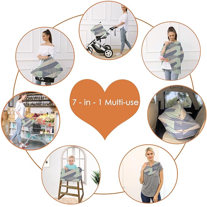 Carseat Cover for Boy and Girls - Multi-use Nursing Canopy for Breastfeeding, Stroller and High Chair Cover (Baby Green)-BubblyBeeBaby