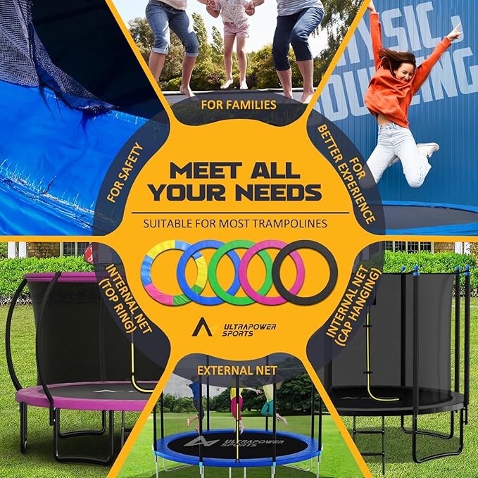 Trampoline Pad Replacement Trampoline Mat Replacement Padding Safety Pad Spring Cover Round Spring Cover with No Holes 10 Ft 12 ft 13 ft 14 ft 15 ft Black Blue Pink Green-BubblyBeeBaby