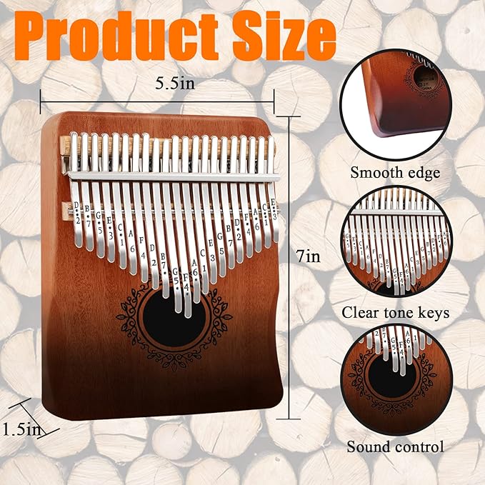 Kalimba 21 Keys Thumb Piano, Easy To Learn Portable Kalimba Thumb Piano With Beautiful Hard Packing Box, Gifts For Kids,Adult,Beginners,Professional-BubblyBeeBaby