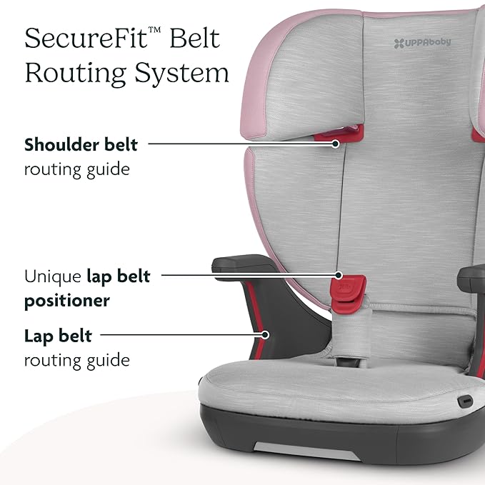 UPPAbaby Alta V2 High Back Booster Seat/Seven-Position, Active Support Headrest for Growing Children/SecureFit Integrated Belt Guide + Positioner/Cup Holder Included/Iris (Grey Mélange/Lavender)-BubblyBeeBaby