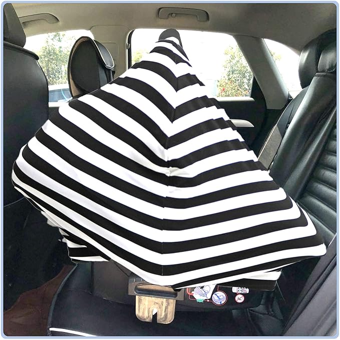 Car Seat Covers High Stretchy- Carseat Canopy for Babies, Multi- use Breastfeeding Covers, Baby Shower Gifts for Boys and Girls-BubblyBeeBaby