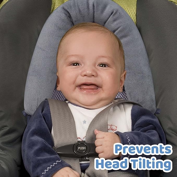 Pro Goleem Breathable 3-in-1 Infant Car Seat Head Support, Soft Infant Car Seat Insert, Carseat Cushion for Toddler, Perfect for Car Seat, Strollers, Swings, Carrier, Bouncer, Black and Grey-BubblyBeeBaby
