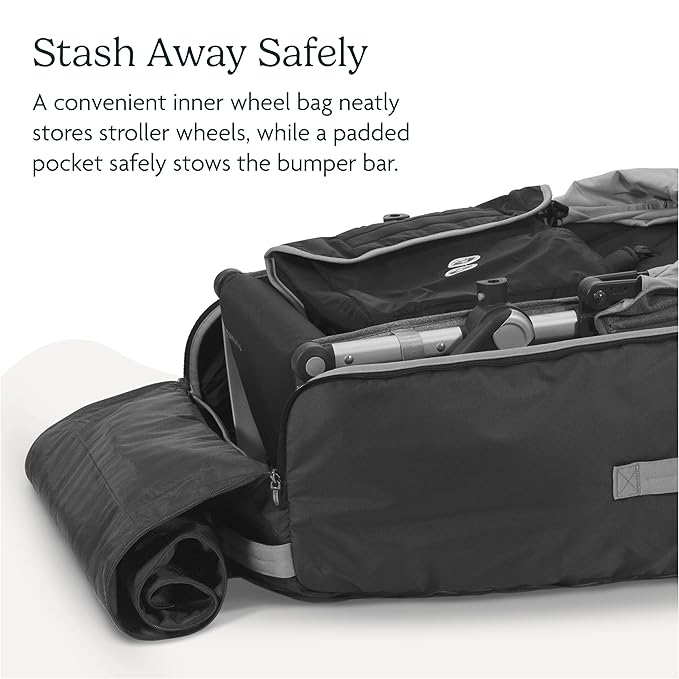 UPPAbaby Travel Bag for Vista and Cruz Strollers - Includes TravelSafe Program Coverage, Inner Wheel Bag and Storage Pocket - Smooth Wheels, Handles + Durable Design-BubblyBeeBaby