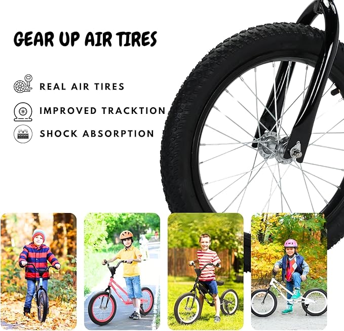 16 Inch Kids Balance Bike for 5-8 Year Old, BMX Kids Bike with No Pedals, Air Rubber Tires, Footrests, Adjustable Height for Big Kids, Boys, Girls-BubblyBeeBaby